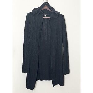 Cabi‎ Hooded Cardigan Sweater Women's Small Gray Knit Open Witchy Dark Academia